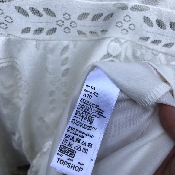 TOPSHOP Ivory/Cream Short Sleeve Floral Lace Dress | M - Picture 11 of 16